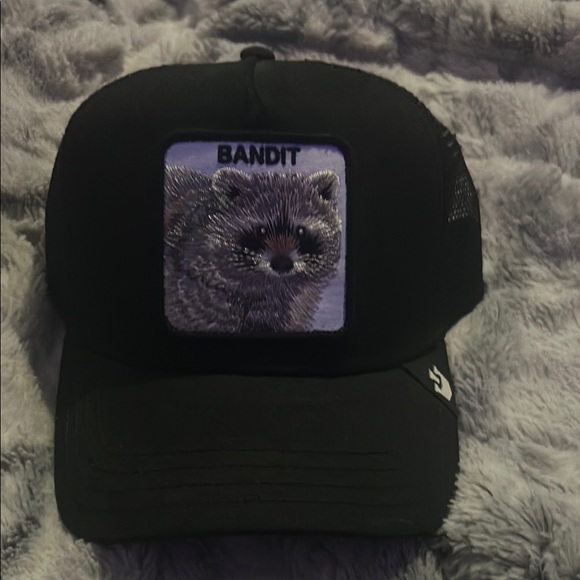 Goorin Bros Trucker Hat The Farm Collection Black Trucker Hat Raccoon Patch